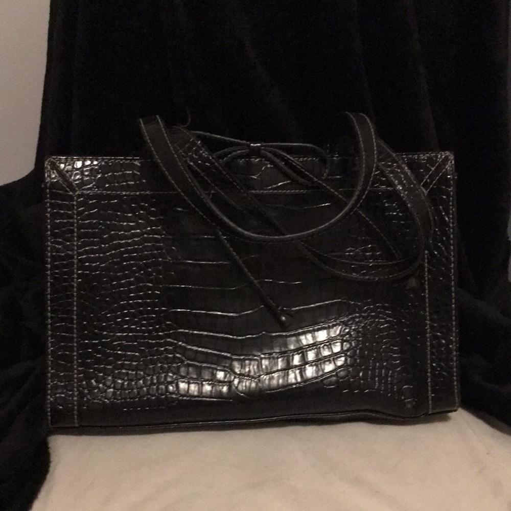 Liz Claiborne vintage black Faux Alligator Satchel Bag